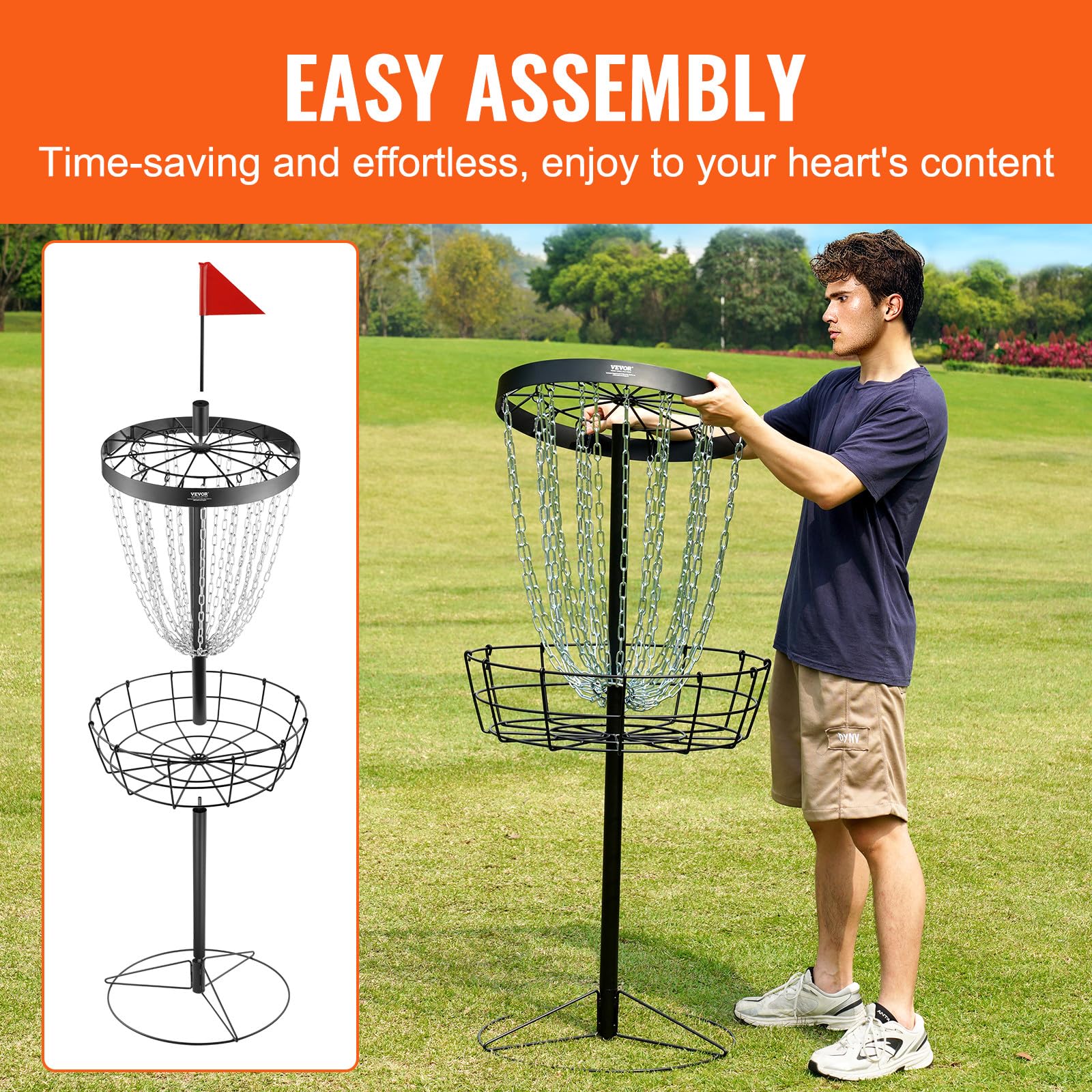 VEVOR Canasta de Golf con Disco de Cadenas Objetivo Portátil para Uso en Interiores y Exteriores, Equipo de Entrenamiento Profesional, Negro