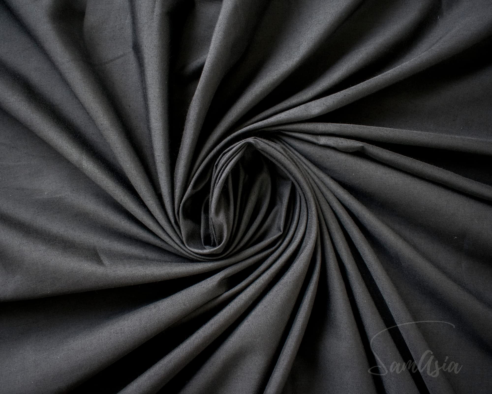 Plain Black Polycotton Fabric for Dressmaking Art & Craft, Sewing, Quilting, 1 METRE