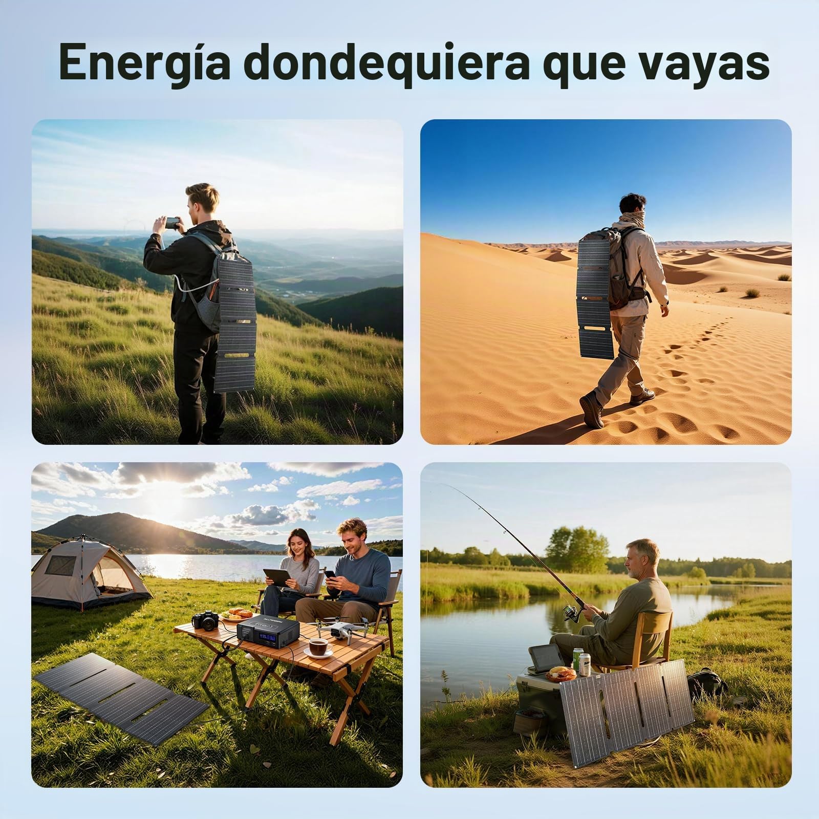 ALLPOWERS Panel solar plegable SE60 de 60 W con 3 puertos (USB-C+USB-A+DC), IP68 resistente al agua, portátil, panel solar para teléfono móvil, para exteriores, para smartphone, banco de energía móvil