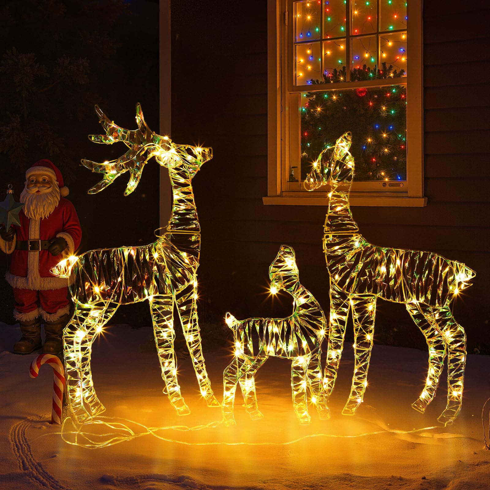 LEADZM Renne de Noel Exterieur - Decoration Noel Exterieur 3 Pièces, Résistant aux Intempéries (72 cm-Plastique-2D)