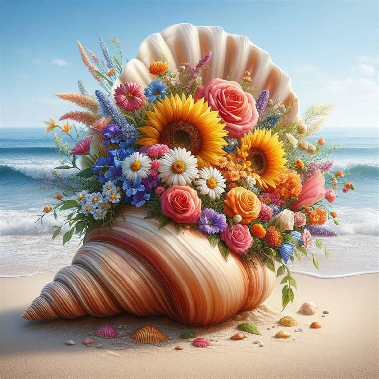 Puzzle 1000 elementów dla dorosłych, kwiaty ślimaków plażowych, klasyczne puzzle 65 x 65 cm, gra zręcznościowa dla całej rodziny, kolorowe układanie, dekoracja domu