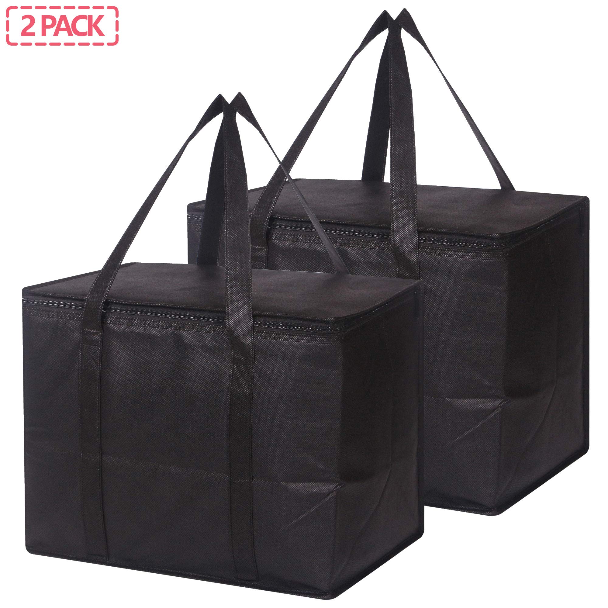 Sac De Courses Réutilisable Grande Capacité 41x33x26 Cm - Noir, Pliable, Supporte 30 Kg - Pour Shopping, Voyage