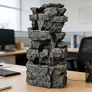 10 Rock Garden Fountain Ideas for Natural Landscapes 109 Tabletop Rock Waterfall Fountain with Led Lights - Indoor Decorative Des...