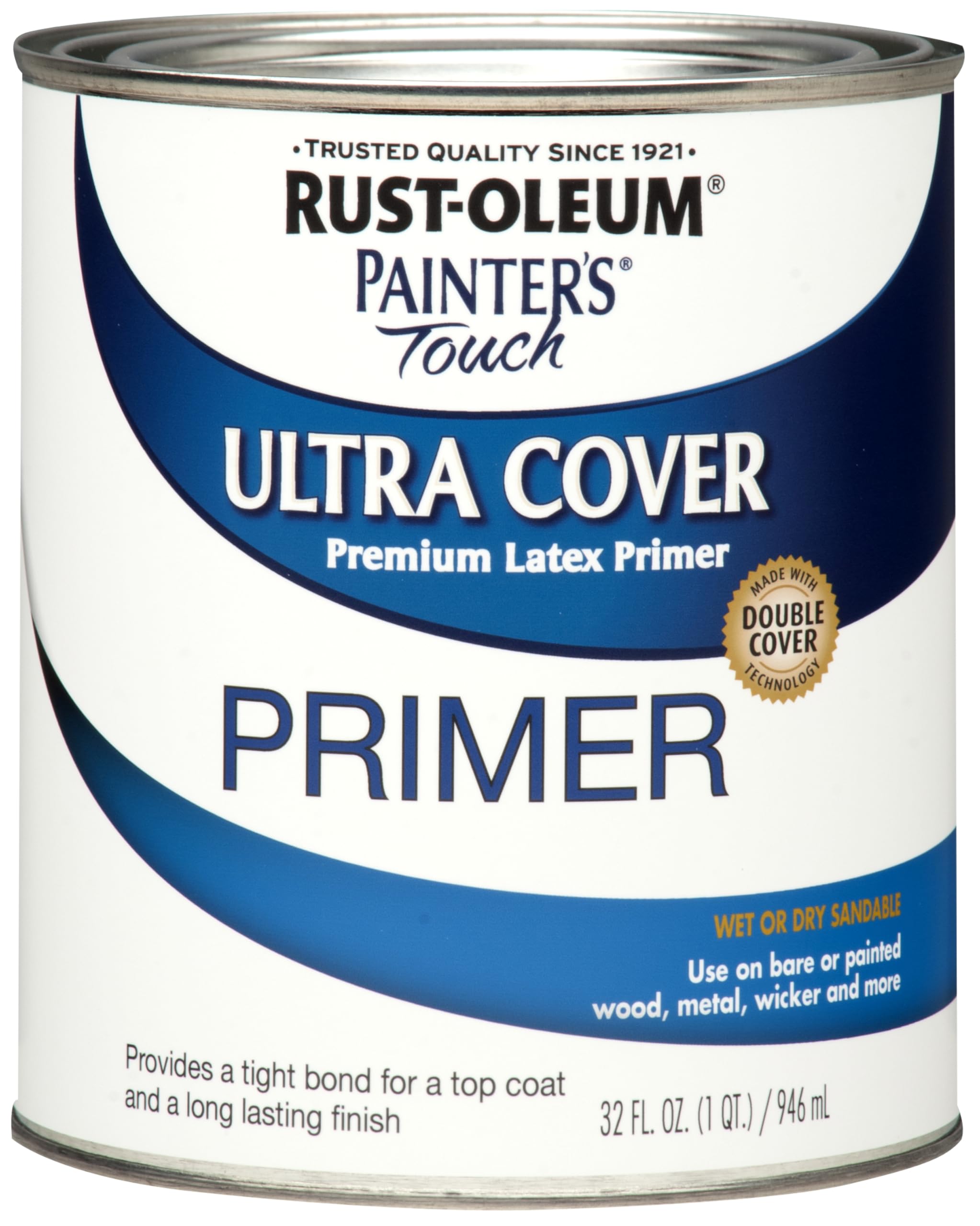 Rust-Oleum Brush On Paint 224430T Painter's Touch Latex, Quart, Acrylic Flat White Primer, 1 (Pack of 1)