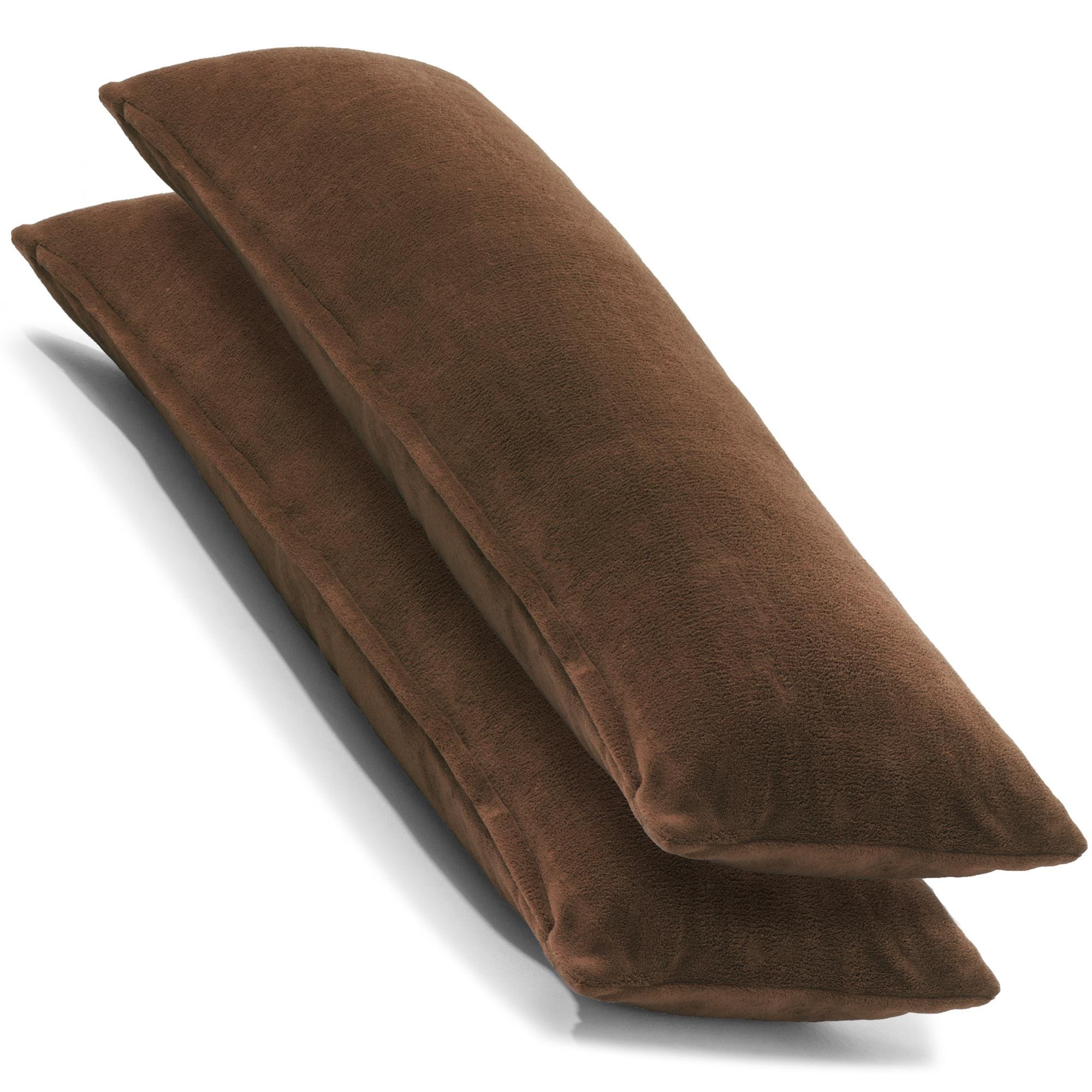 CelinaTex 2er Set Kissenbezug 40x145 cm Doppelpack Coral Fleece Kissenhülle, Seitenschläferkissen Bezug Stillkissenhülle Comfortable dunkel braun 5001370