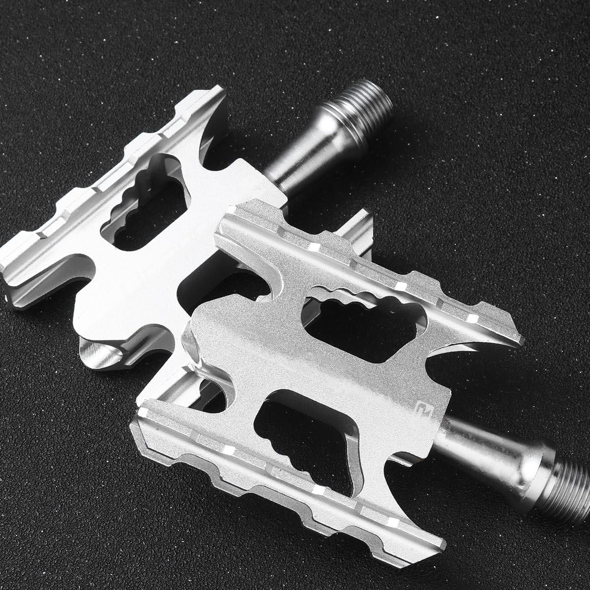 Pedale Bici Pieghevole Leggero in Lega di Alluminio Argento