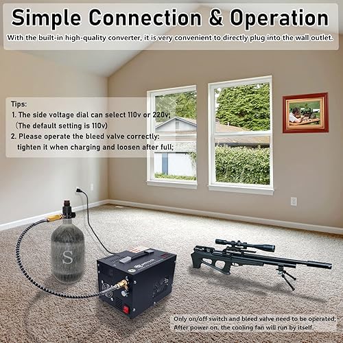 Miniatura 4 de Compresor de aire PCP, convertidor de potencia integrado, portátil 4500Psi/30Mpa, sin agua/aceite, bomba de aire PCP para tanque de paintball,