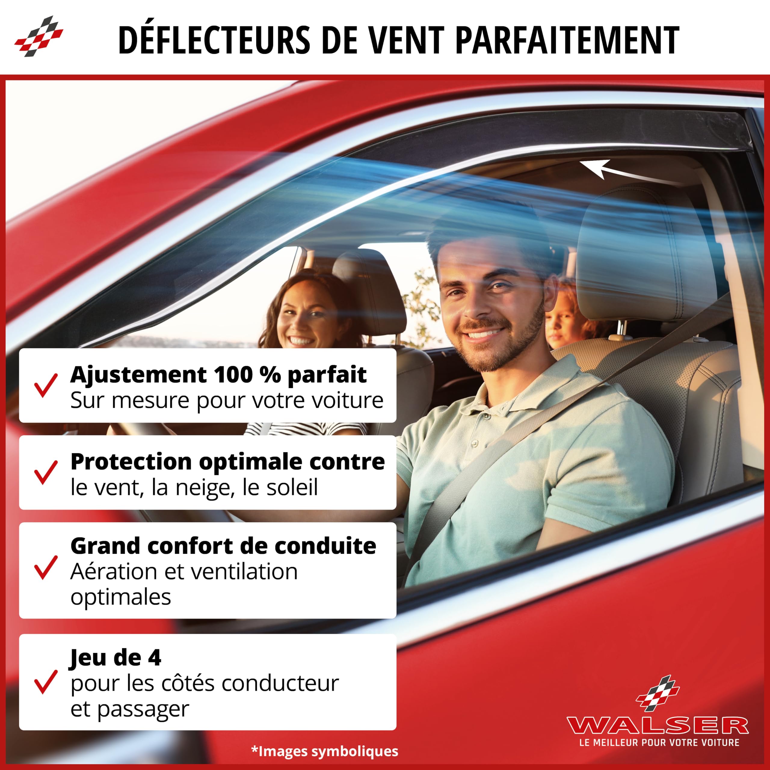 WALSER Déflecteurs de vent compatible avec Audi A3 (8P1) 05/2003-12/2013, A3 Sportback (8PA) 09/2004-12/2015
