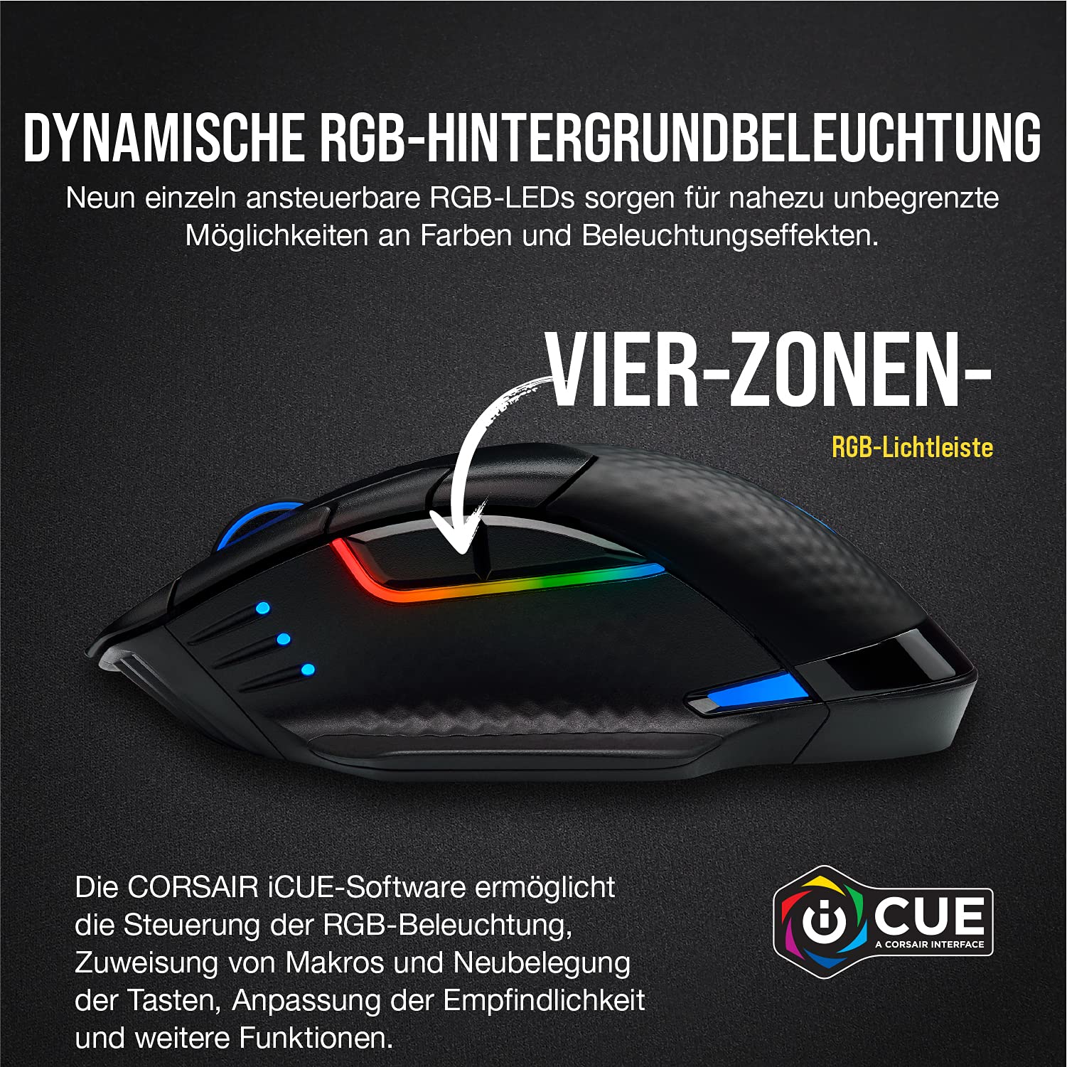 Corsair Dark CORE RGB PRO Wireless Gaming Maus Schwarz