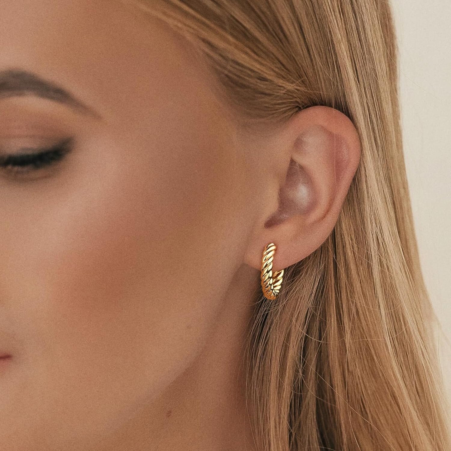 Women's Huggie Earrings-14k Gold Plated Hoop Earrings for Women-Chunky Simple Huggie Hoop Jewelry Gifts - Image 3