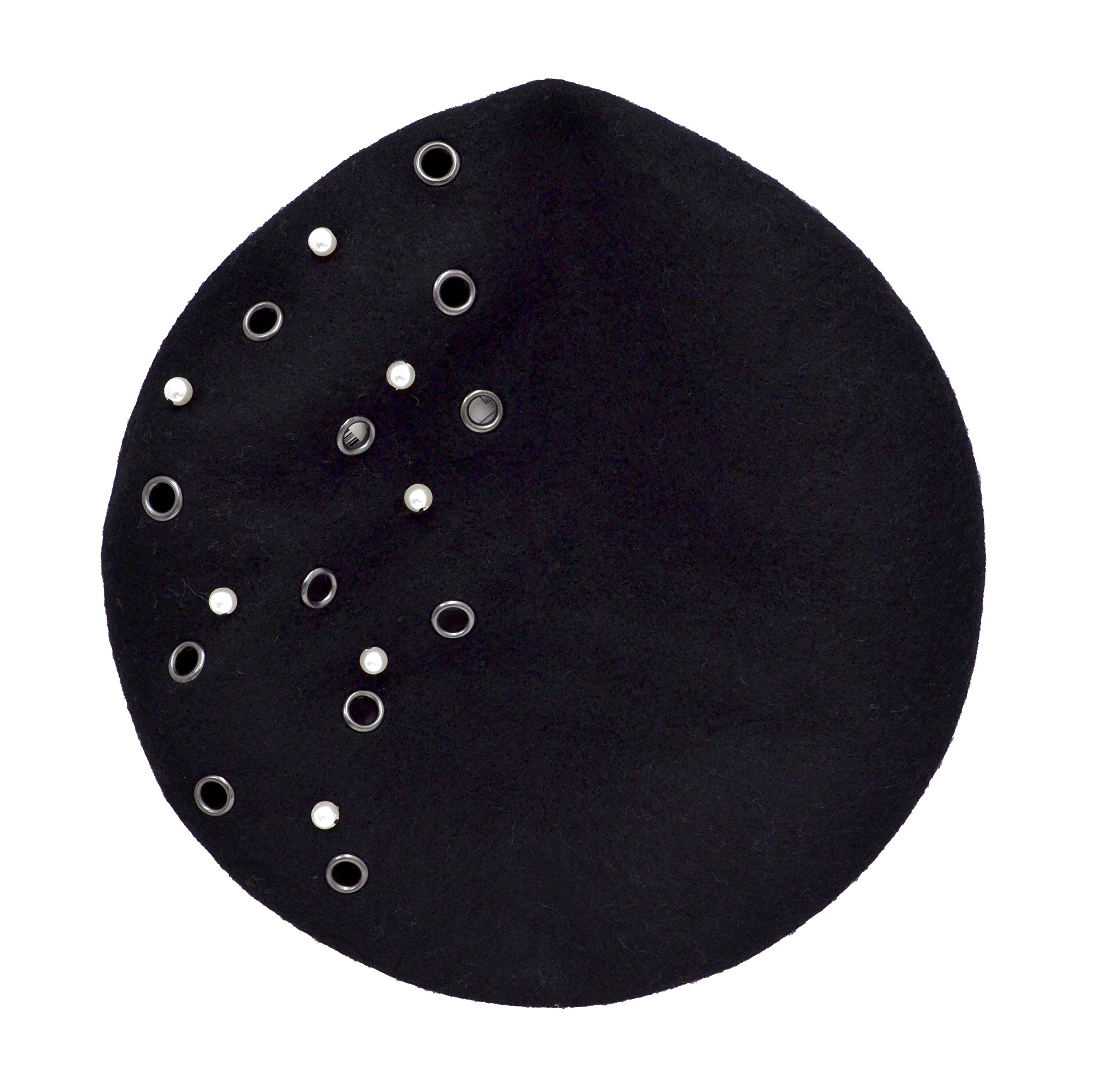 AUGUST HAT COMPANYGrommet Pearl Melton Beret Black One Size