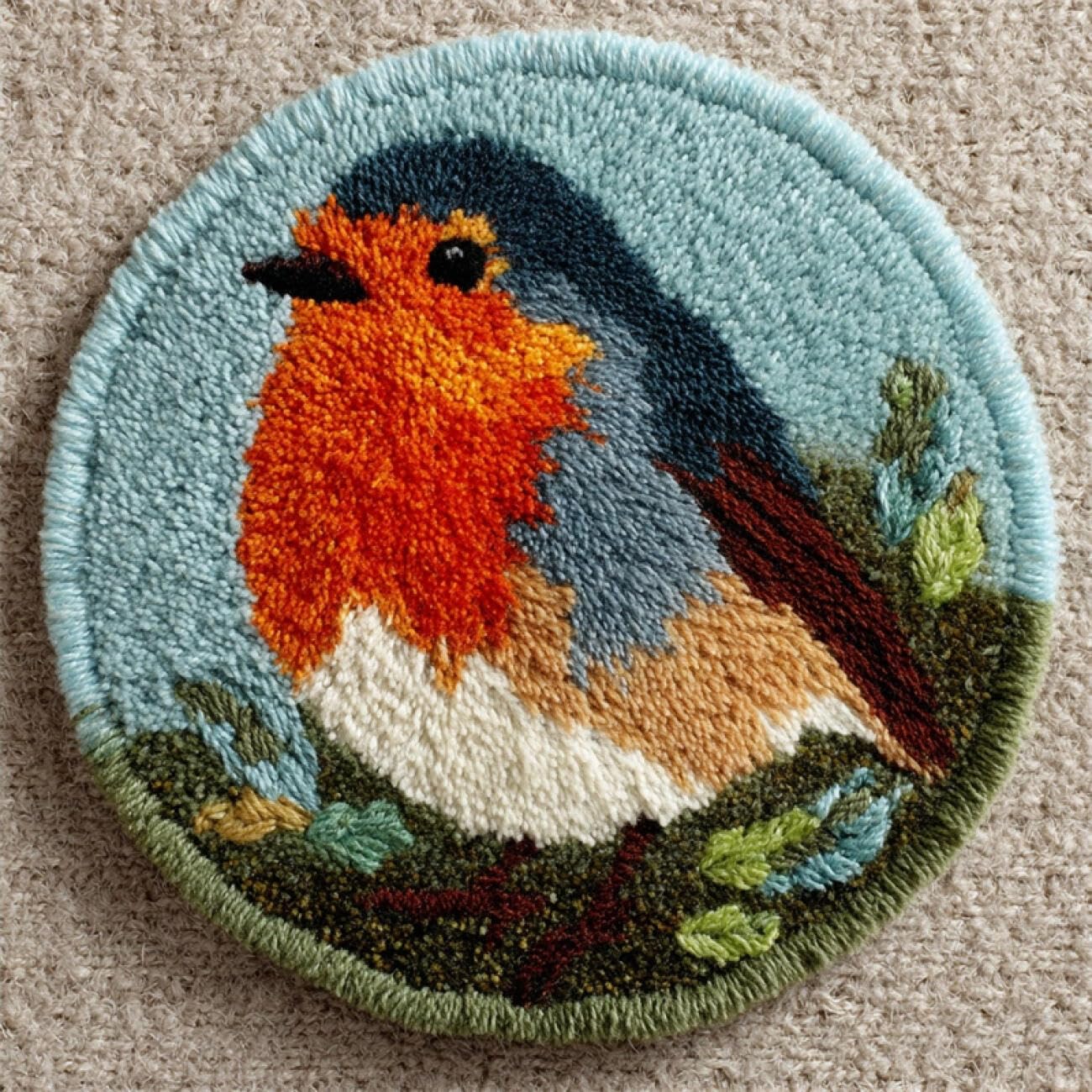 Kitquiver Latch Hook Kit Rug Cartoon Bird 100x100cm