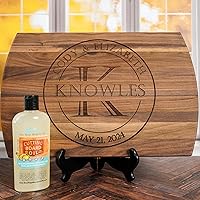 Personalized Blue Ridge Mountain Gifts Wood Cutting Board - Laser Engraved, Gift Box, Stand & Oil - Wedding Anniversary Birthday Gift for Mom Dad