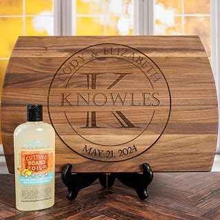 Personalized Blue Ridge Mountain Gifts Wood Cutting Board - Laser Engraved, Gift Box, Stand & Oil - Wedding Anniversary Birthday Gift for Mom Dad