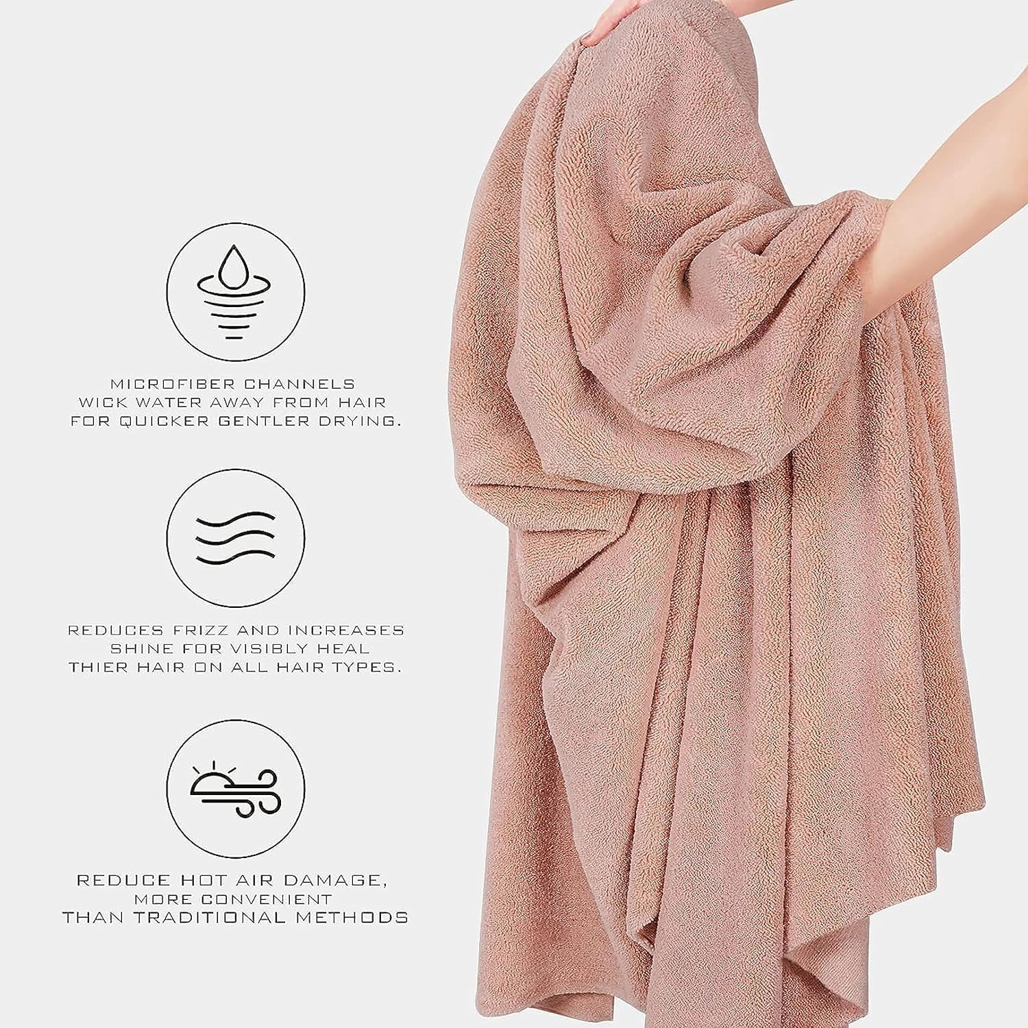 Fuelbyte 4 Pcs Hair Towel Wrap for Women-Quick Drying Microfiber Towel for Hair with Elastic Loop for Tying-Super Absorbent Head Towels Wrap for Ladies Hair Turban 1