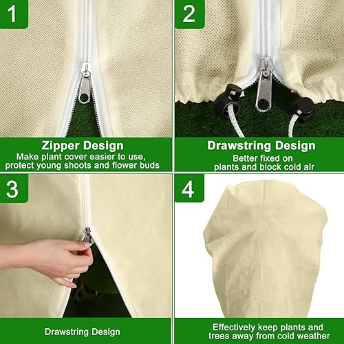Miniatura 3 de Paquete de 2 cubiertas grandes para plantas con protección contra la congelación de 79 x 95 pulgadas, mantas de invierno reutilizables de tela