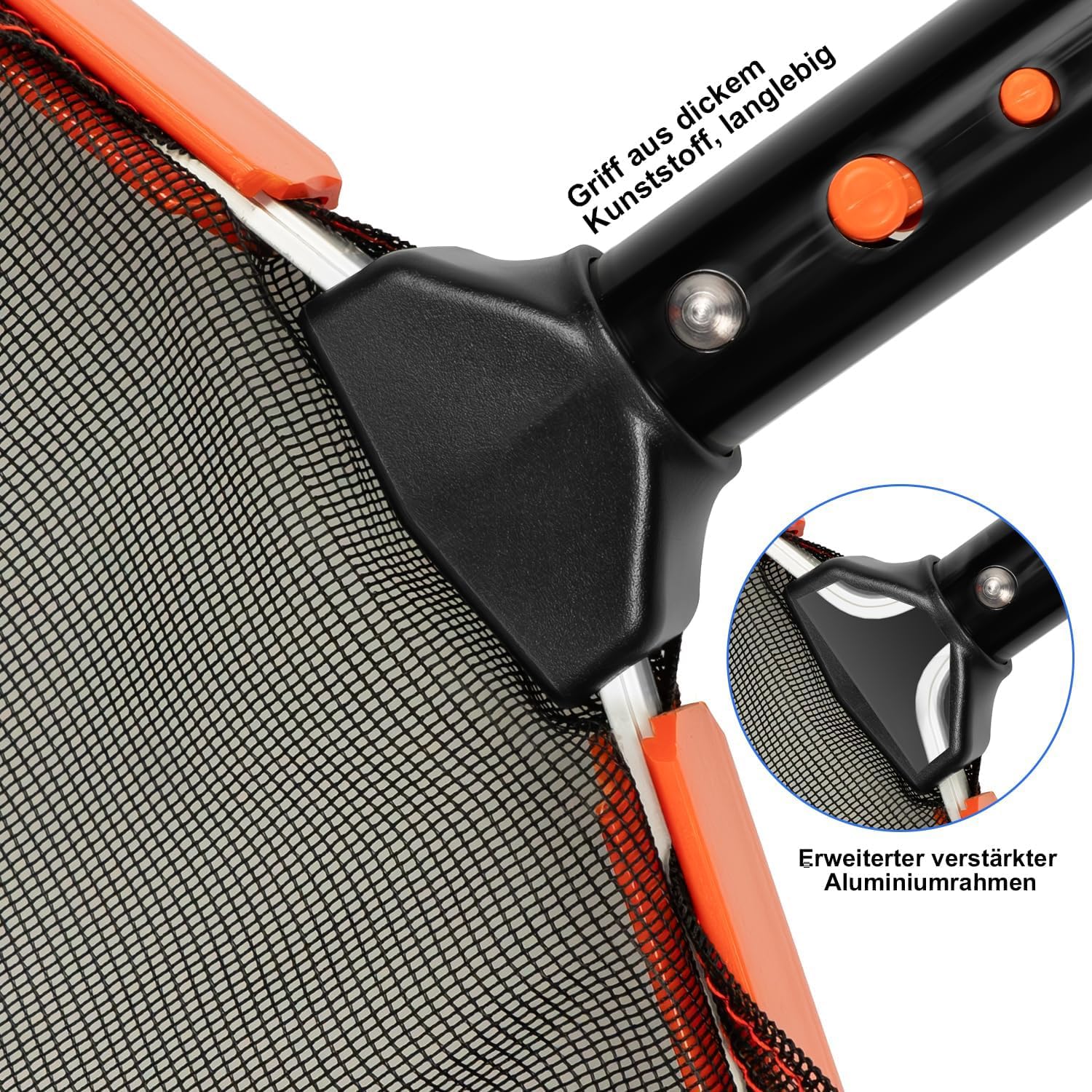 KGC 44CM Retino da Piscina con Asta da 3M (8 Sezioni), Rete Professionale a Doppio Strato con Telaio in Alluminio, Asta Modulare Rinforzata da 1,2mm per Piscina, Spa, Laghetto
