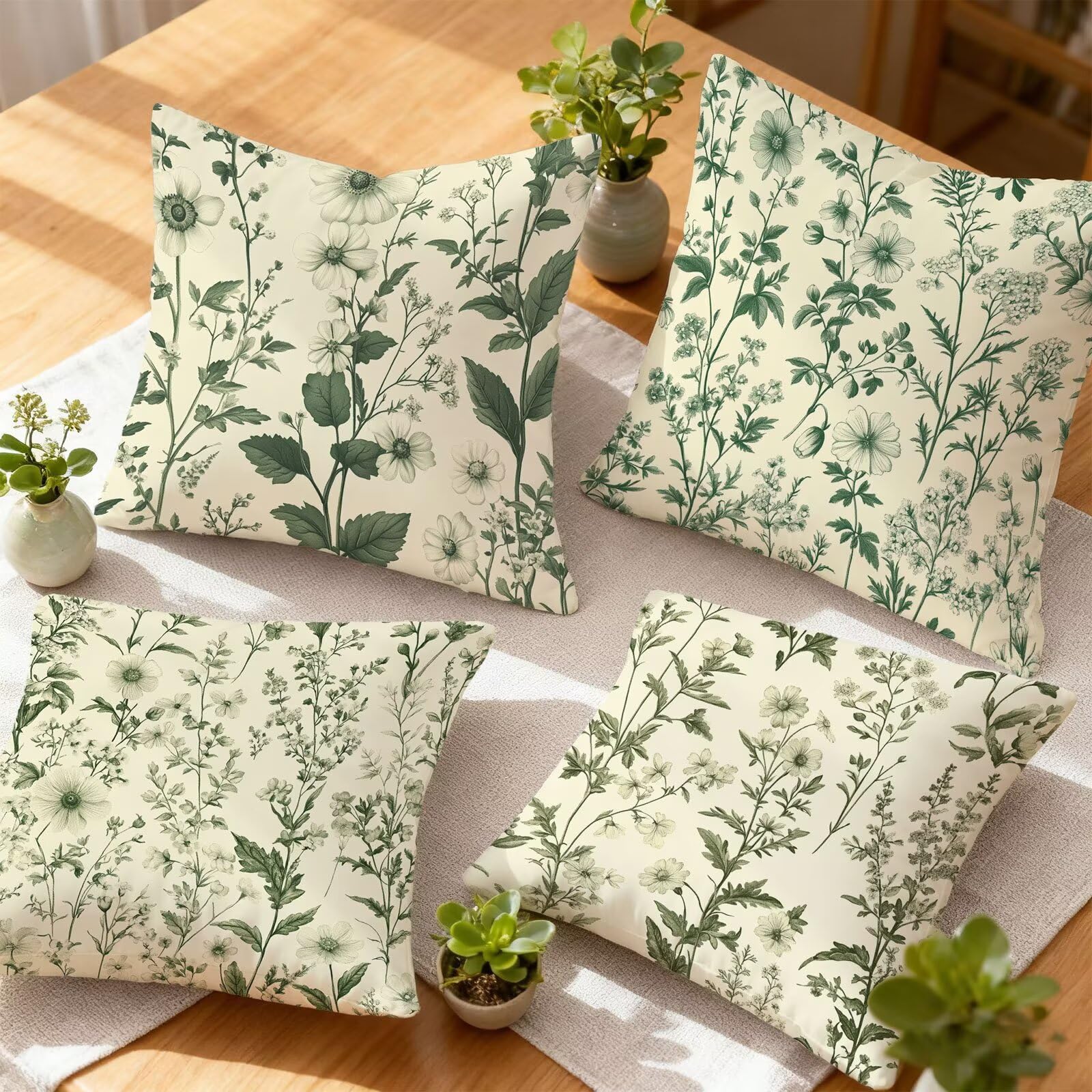 Verde Funda Cojin 60x60 Planta Funda Almohada 60x60 Cojines Sofa Súper Suave Fundas Cojines Decorativos Fundas Almohadas 4 Piezas Almohada Cervicales y Cuello, para Hogar Cama Salon Decoracion E - 603