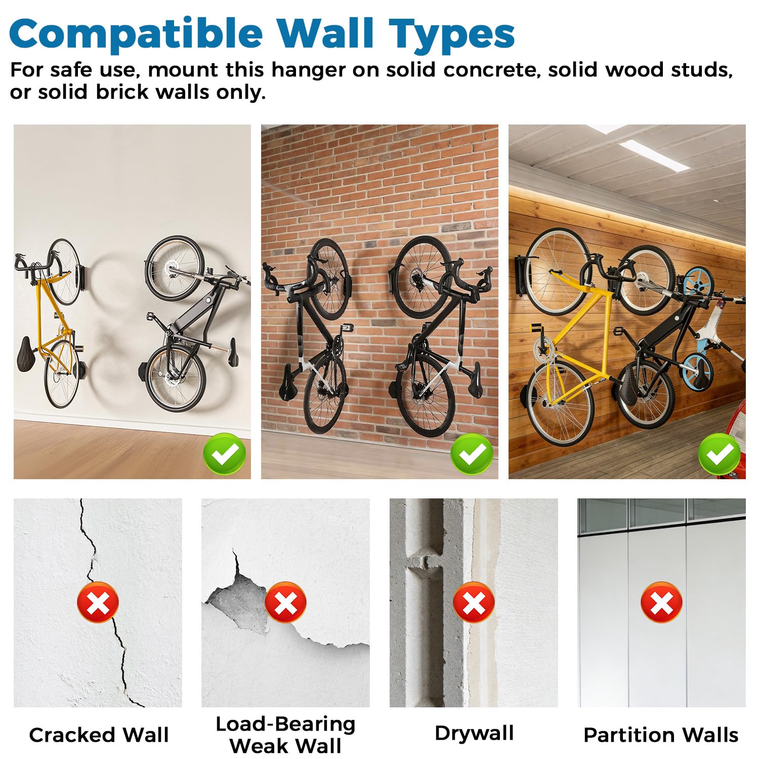 Soporte Bicicletas Pared Giratorio, Colgador Bicicleta Pared con Fijación Rueda Trasera, Soporte Pared Bicis Garaje Ahorra Espacio Estable, Hasta 30 kg