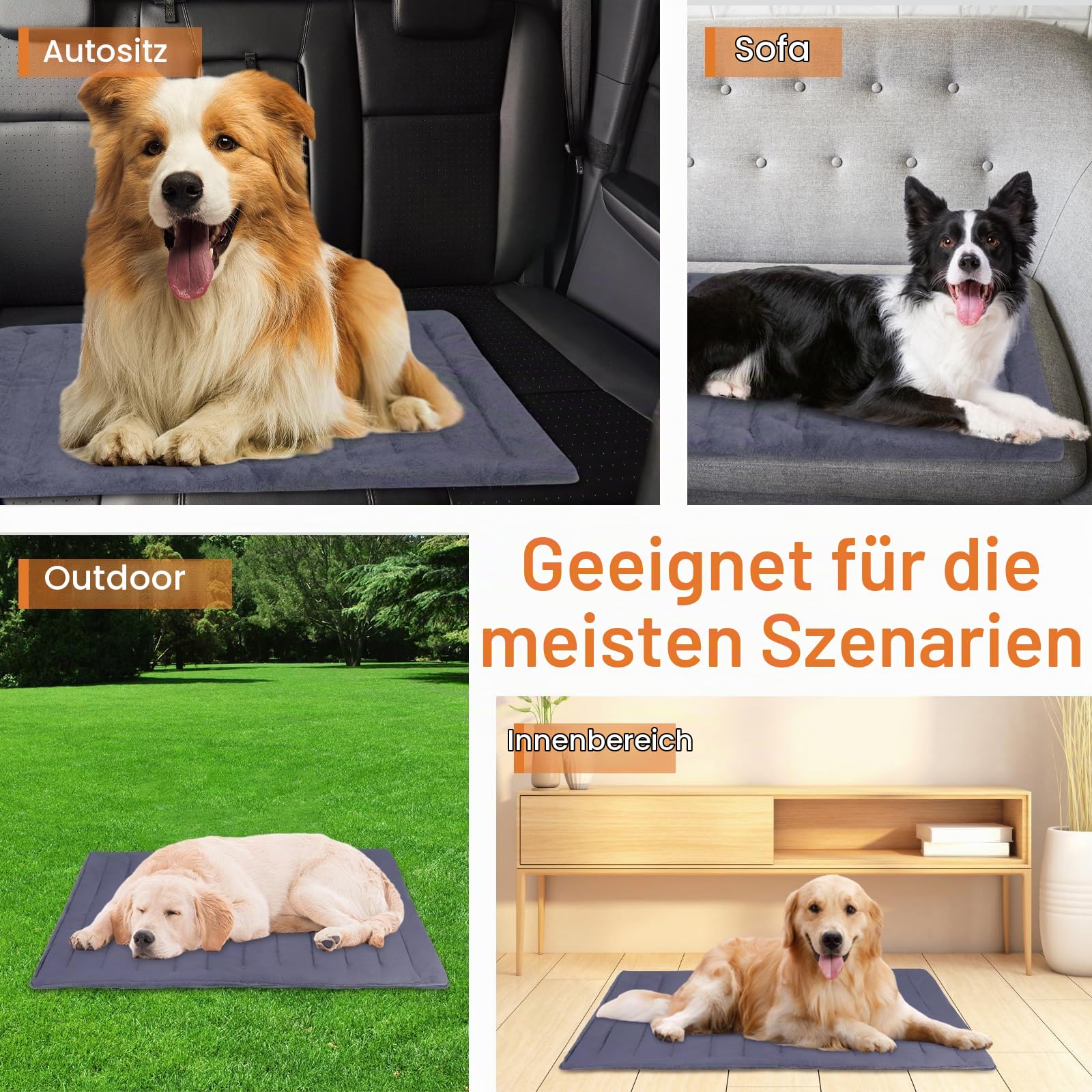 Kühlmatte für Hunde selbstkühlend，Waschbarn kuschelig Umkehrbar Haustier Sofakissen,Selbstwärmende Hundematte Flauschig Warme für Zuhause Unterwegs oder im Auto