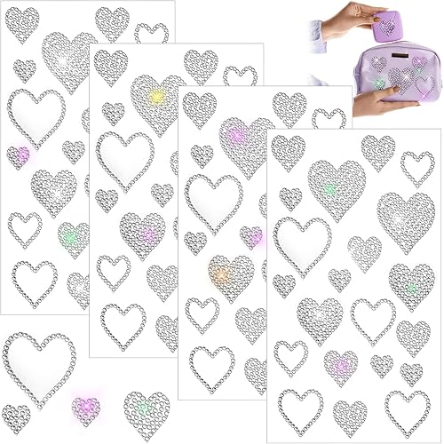 4 hojas autoadhesivas de corazón con purpurina y diamantes de imitación para el día de San Valentín, Navidad, decoración de manualidades, ventana de disponible en Yaxa Peru