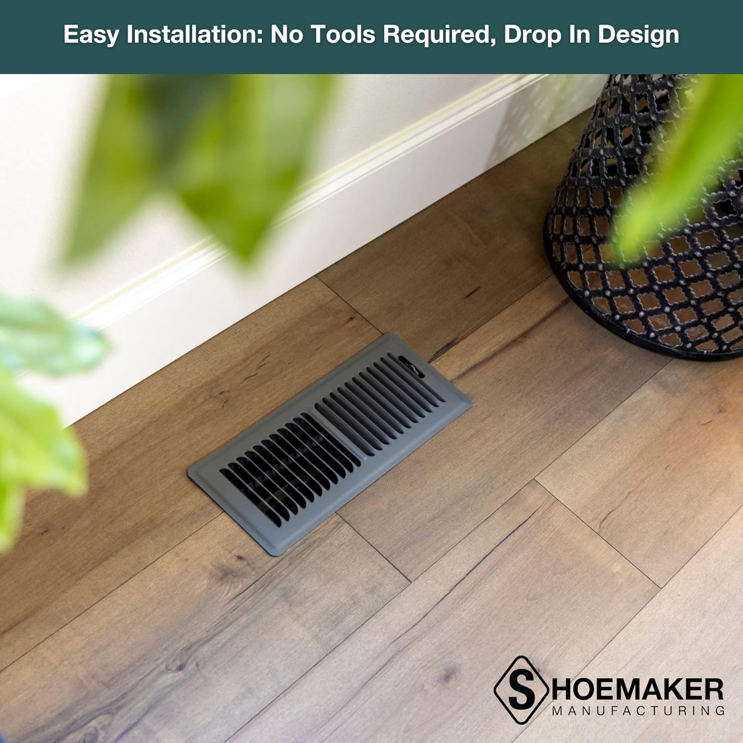 Shoemaker Manufacturing, Storm Gray, 4x12, Premium Floor Register, All Steel Heavy Duty Vent Cover - 