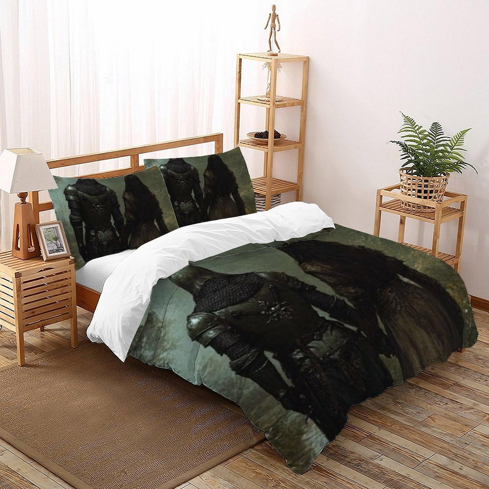 Housse de couette King 220x240cm avec taies d'oreiller microfibre romantique