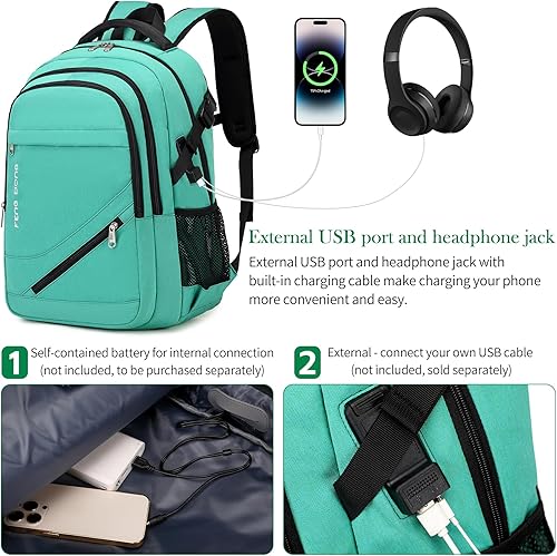 Miniatura 10 de Mochila grande para laptop de 17.3 pulgadas, duradera, impermeable, mochila de viaje para hombres y mujeres, mochila de negocios con puerto de carga