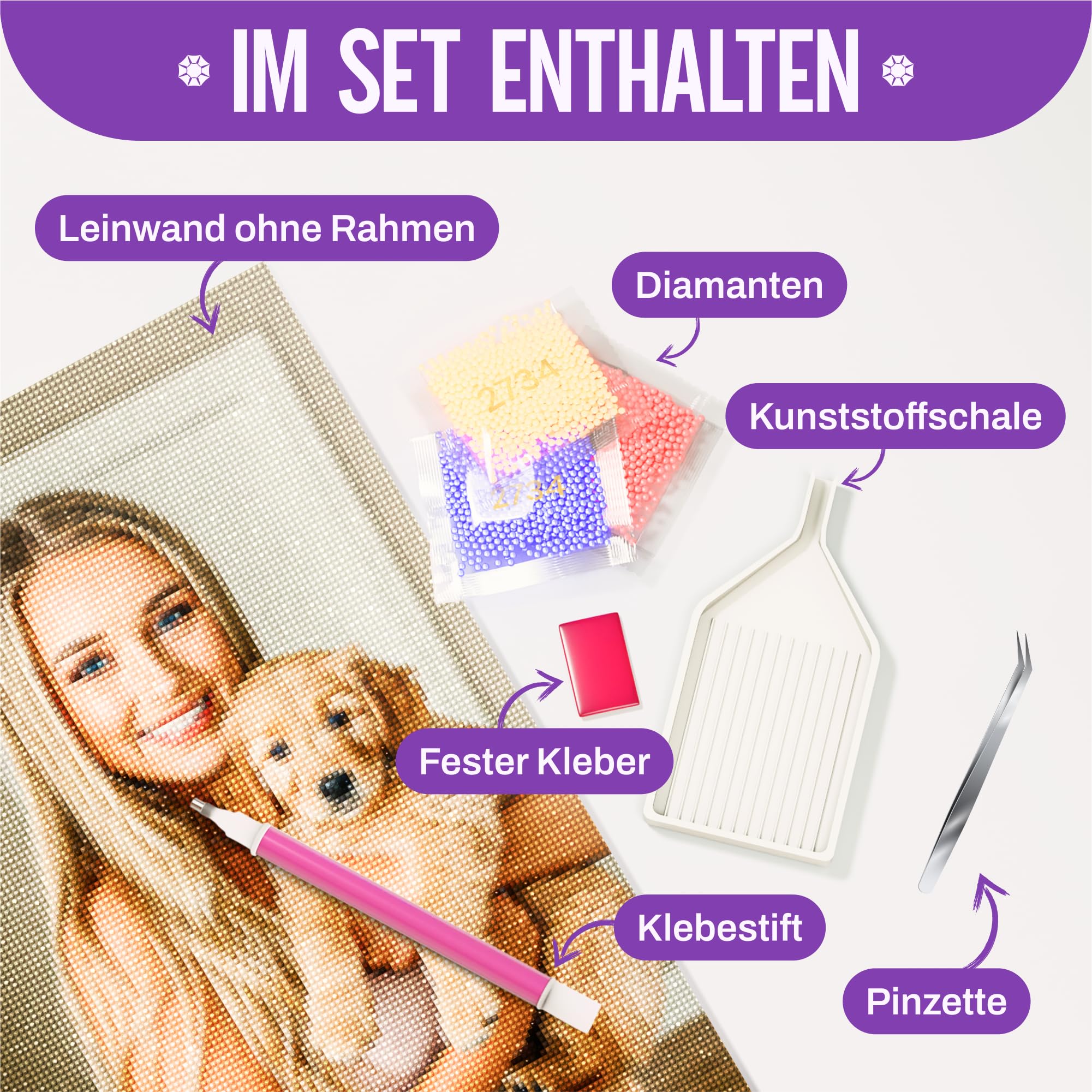 Diamond Painting eigenes Foto 60x80 cm - personalisierte Diamant Painting Bilder Erwachsene - Geburtstagsgeschenk & Hochzeitsgeschenk - Diamond Painting Erwachsene