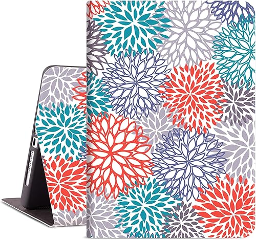 Lalumix for iPad 6Th/5Th Generation Cases, for iPad Case 6Th/5Th Generation, for iPad Air/Air 2 Case 9.7 Inch Auto Wake/Sleep Multi-Angle Viewing Adjustable Stand, Green Red Flower Art