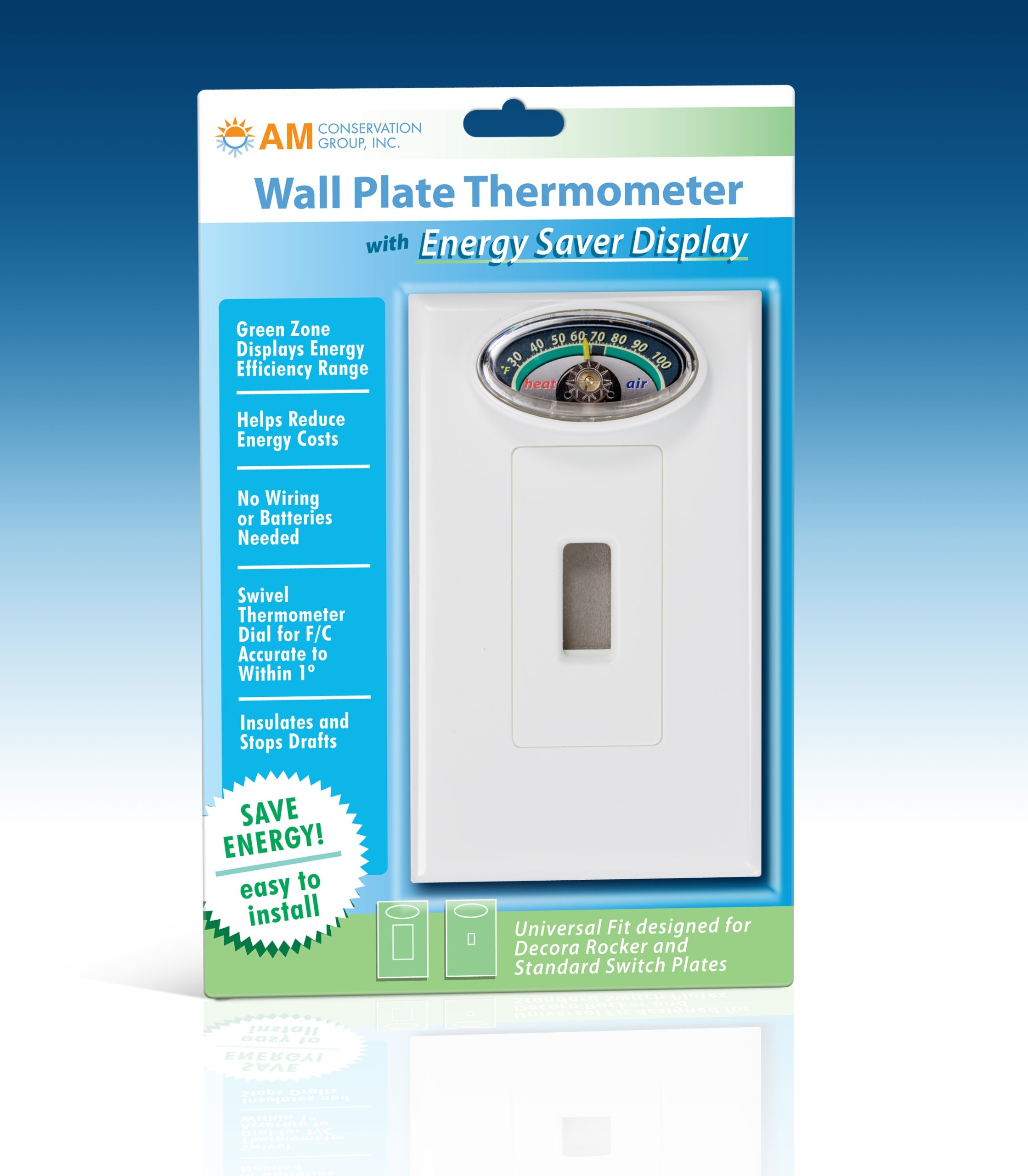Universal Wall Plate Thermometer. This multi-pack contains 3. White