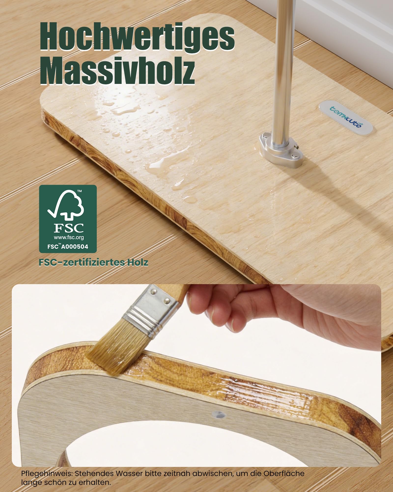 TOMXCUTE Katzennapf Erhöht aus Holz mit Edelstahlschüsseln | Individuell neigbare Näpfe, FSC-zertifiziertes Massivholz und 304 Edelstahl für ergonomisches Fressen und einfache Reinigung.