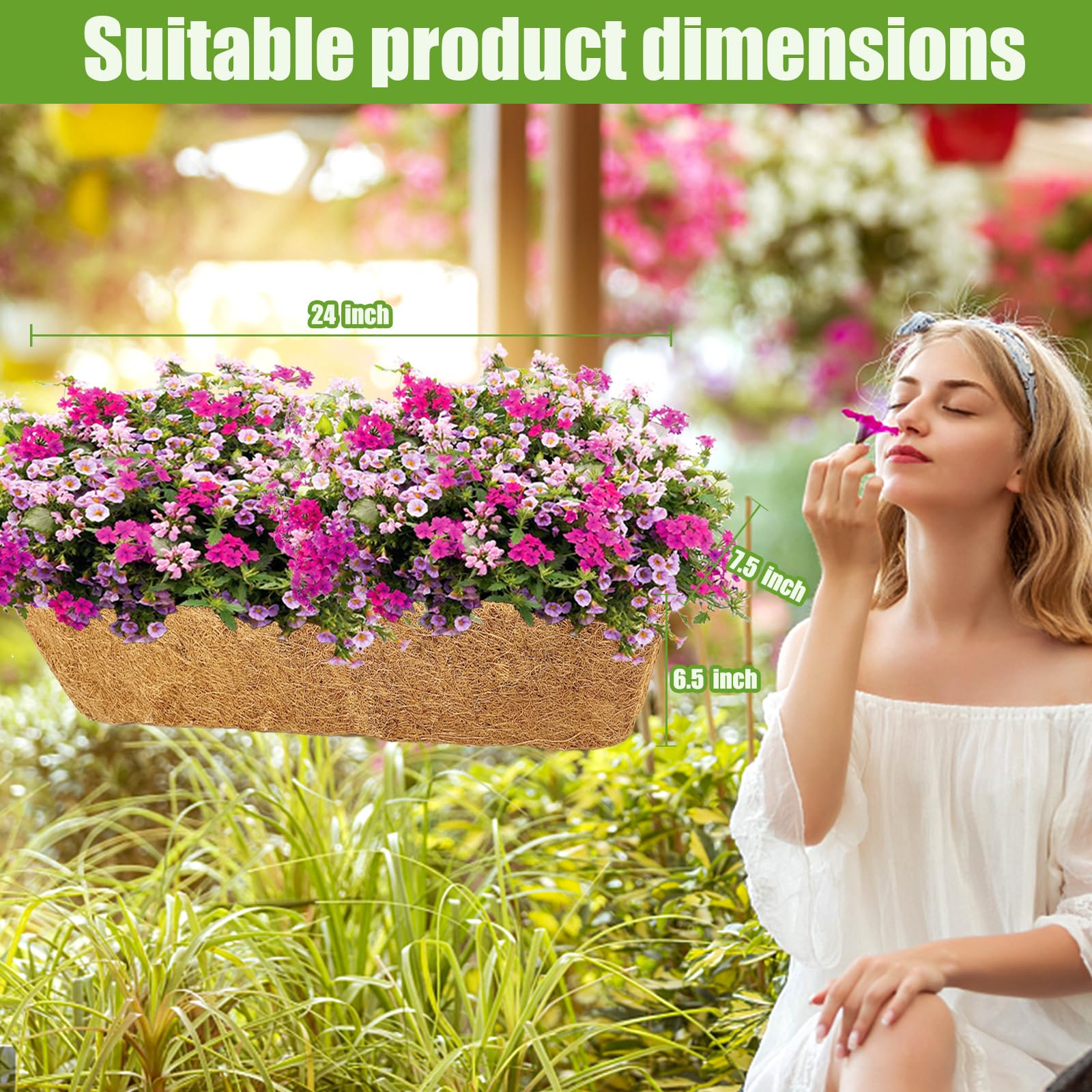 Lot de 2 doublures de rechange en fibre de coco naturelle pour jardinière de 61 cm