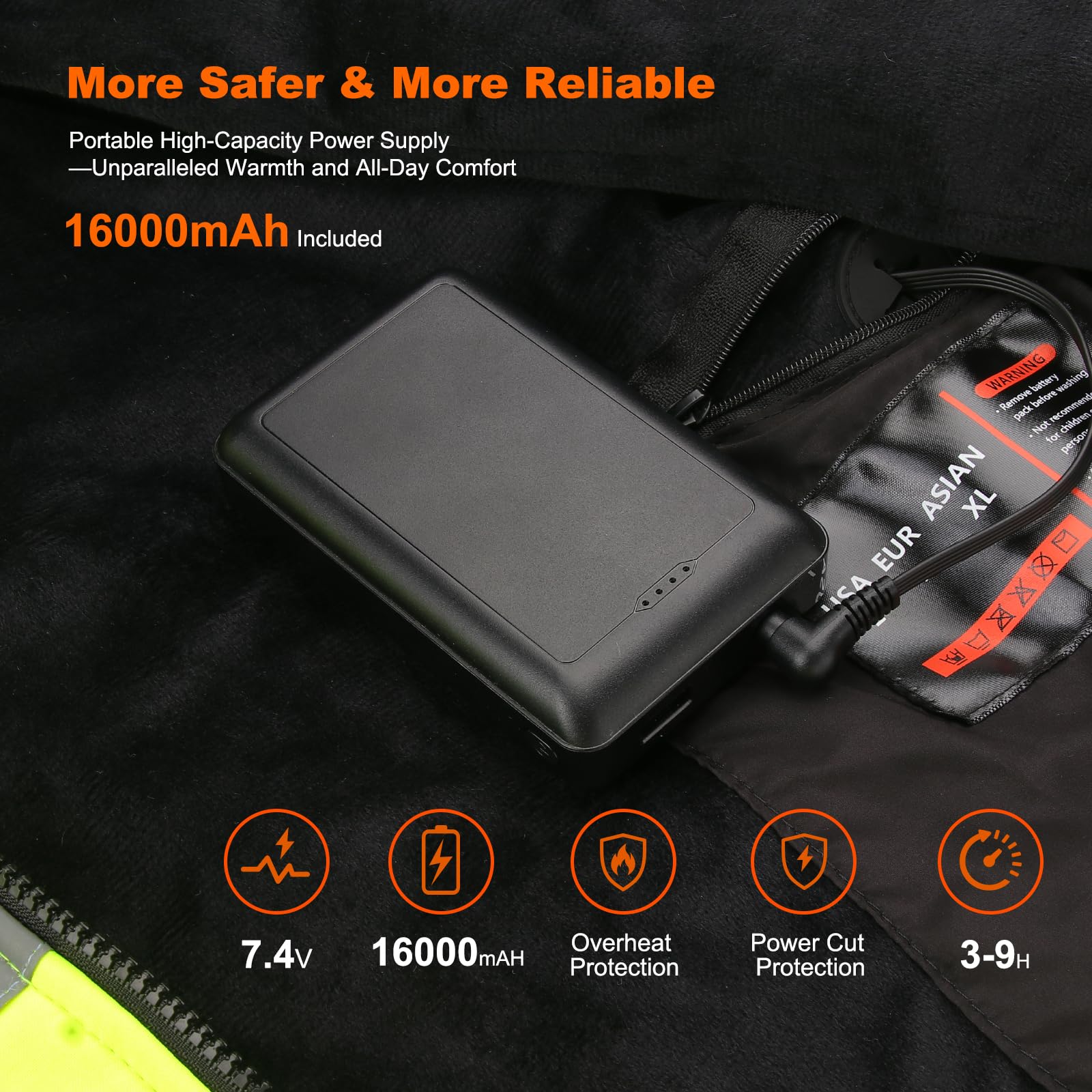 Hi-Vis 4 in1 Giacca Pilota Con Rivestimento in Feltro, Batteria da 16000 mAh Giacca da Linvernale da - Giacca Softshell ad Alta Visibilità Uomo con Catarifrangenti 6 Zone di Riscaldamento
