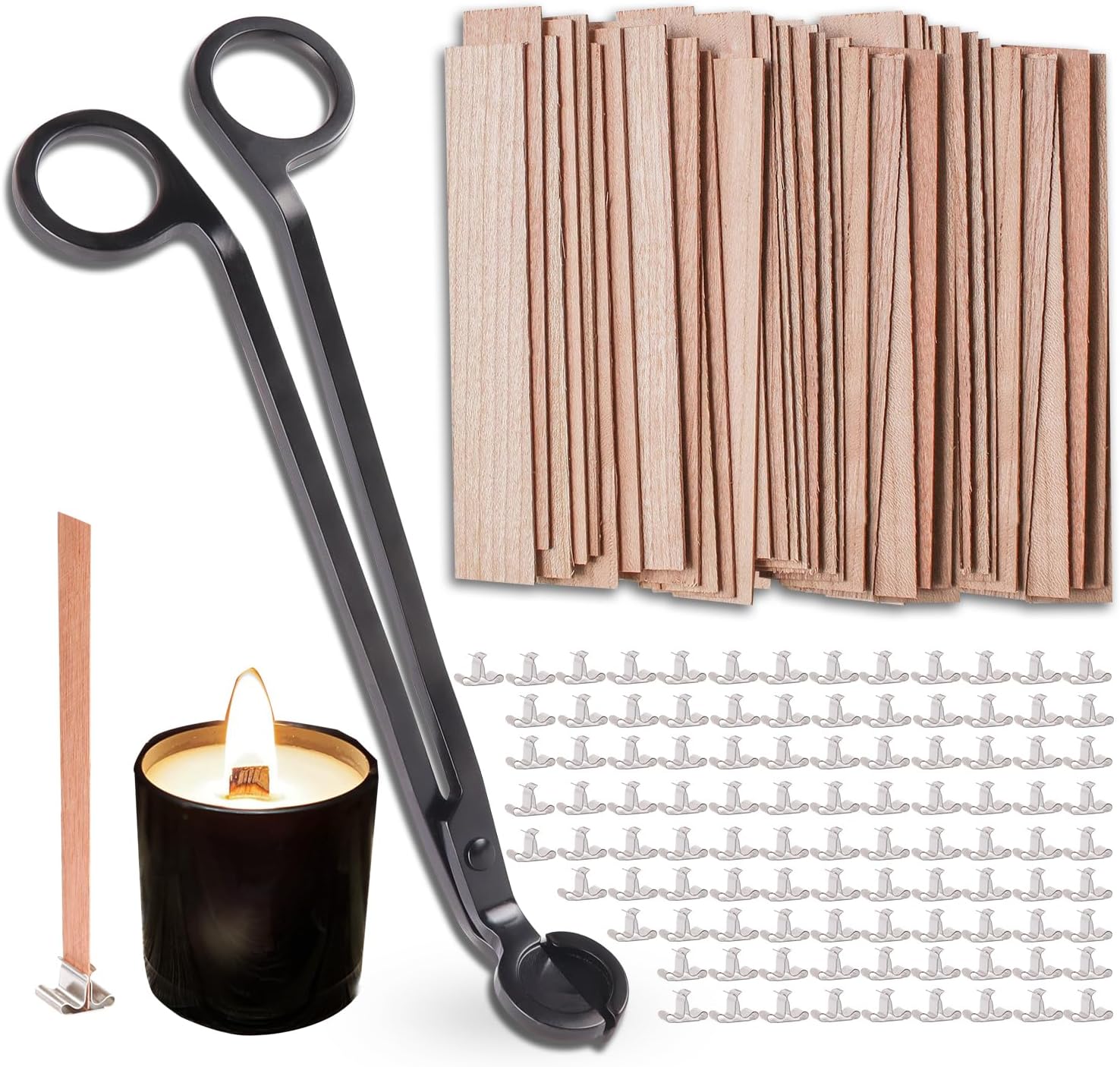 GDJIEDE 20 Set 5.1x0.5inch Cross Wood Wicks with Metal Base