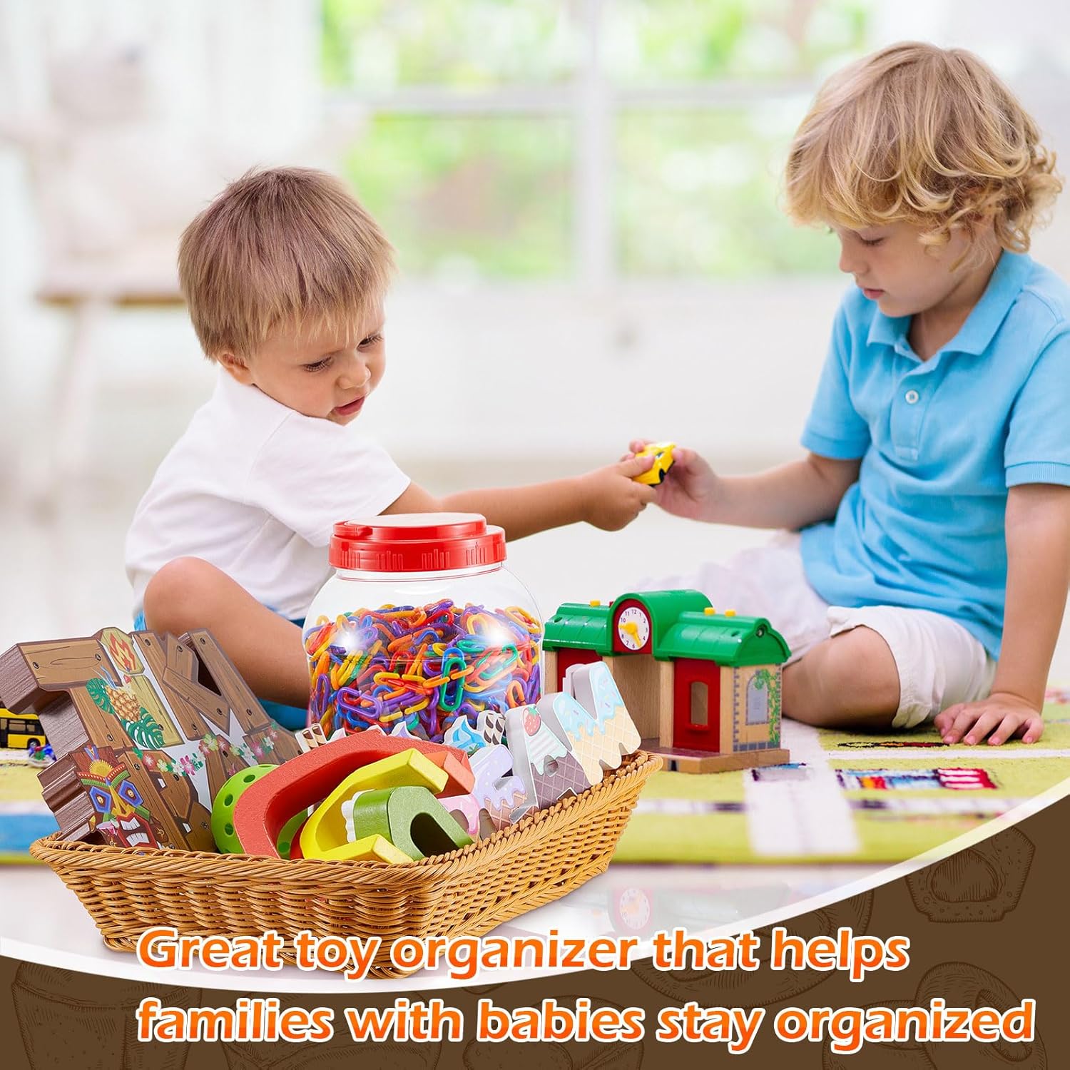 Tioncy 10 Pcs Poly Wicker Bread Basket 15.75 x 11.81 x 3.15" Woven Bread Imitation Rattan Fruit Basket Tray Stackable Rectangular Food Baskets for Serving Display Storage Kitchen Restaurant Vegetable