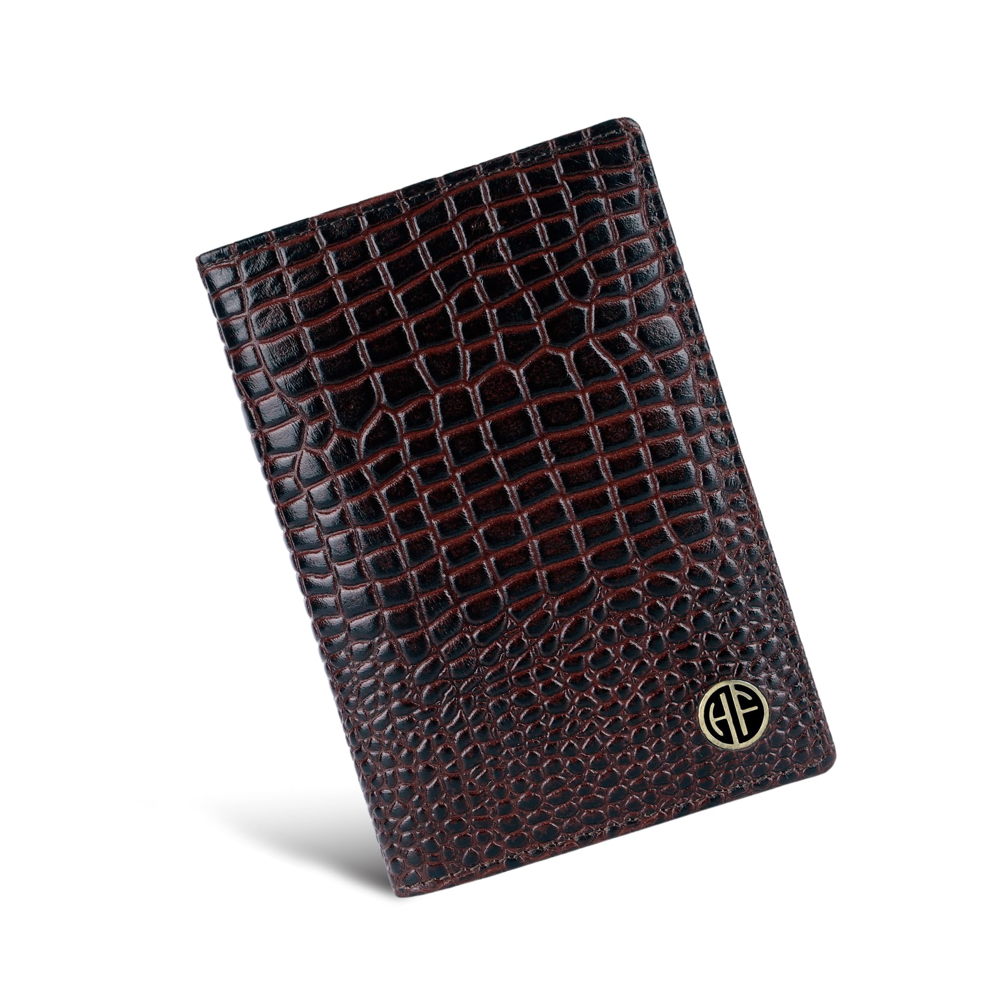HAMMONDS FLYCATCHER Genuine Leather Passport Cover for Men, Passport Cover for Women, RFID Passport Holder for Men Travel Accessories for Men, Passport Bag for Men, 3 ATM Card Slots - Croc Brown