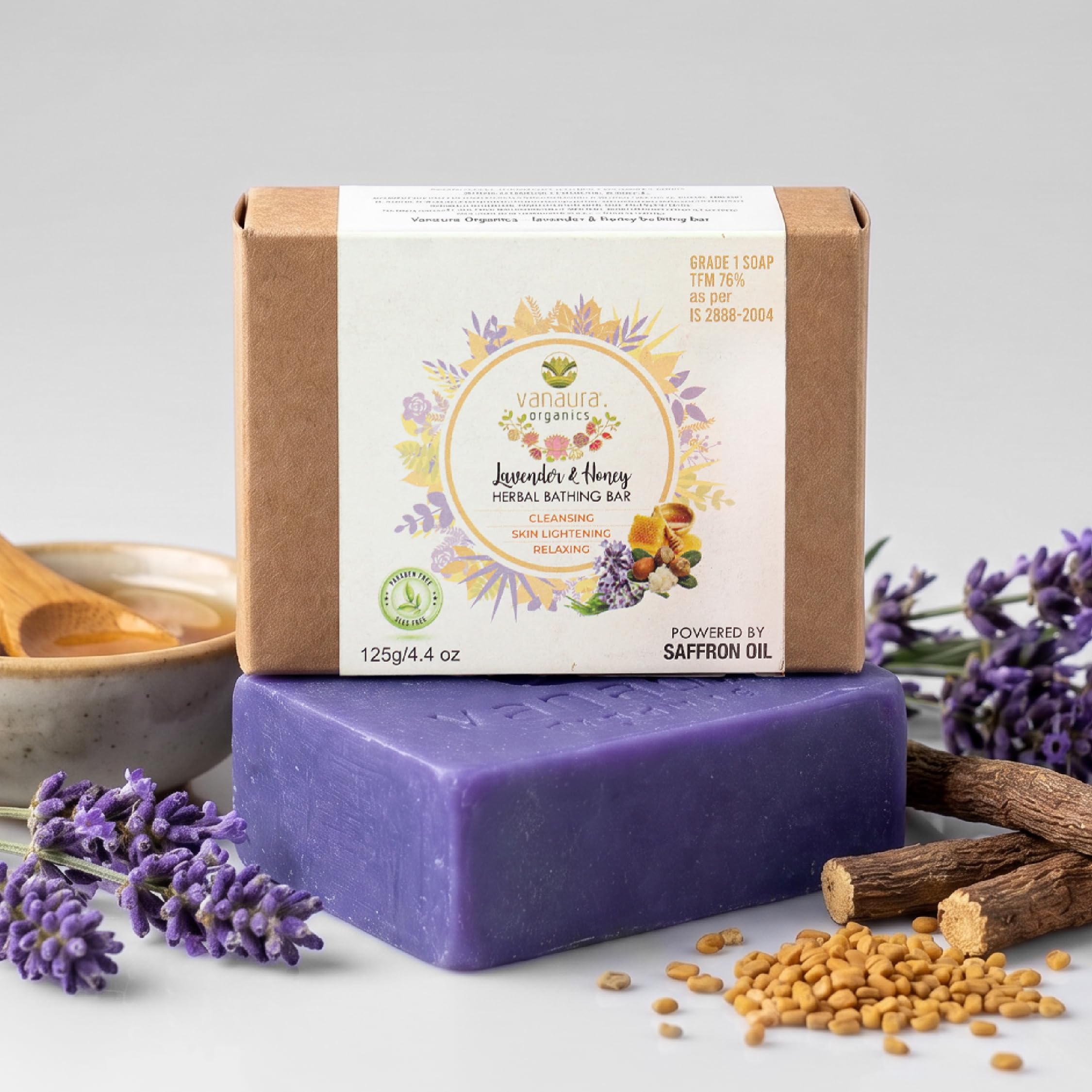 Vanaura Organics Lavender Honey BAR - (Exfoliating, Cleansing, Detoxifying) Natural Handcrafted Bar 125g/ 4.4 oz (Pack of 3)-image-9