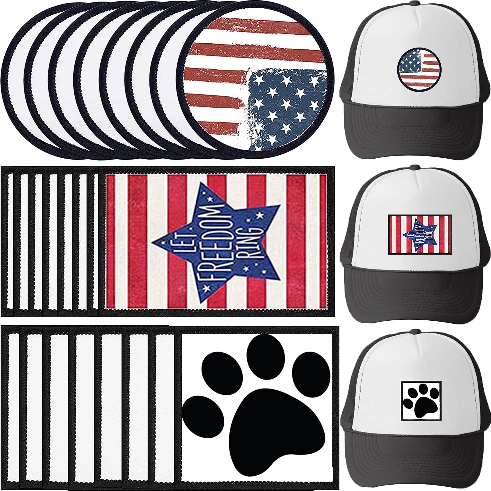 Buy 24 Pieces Sublimation Patches Blanks for Hat Patches 3 Shapes Iron