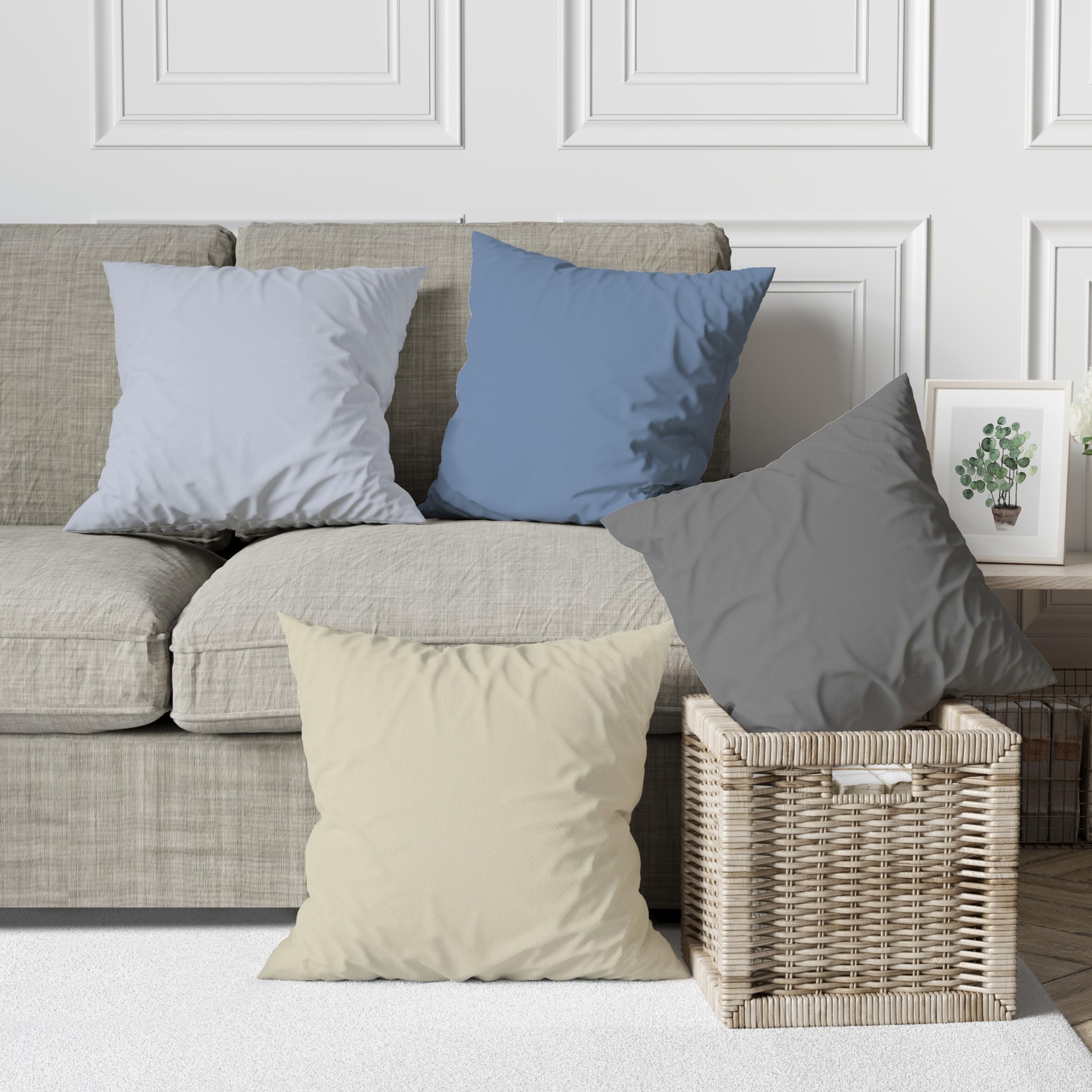 ggaimwf Solid Color Linen Look Cushion Covers for Sofa Continental Throw Pillow for Bed Nordic Style Morandi Color Handmade Square Cushion Cases with Invisible Zipper - Image 2
