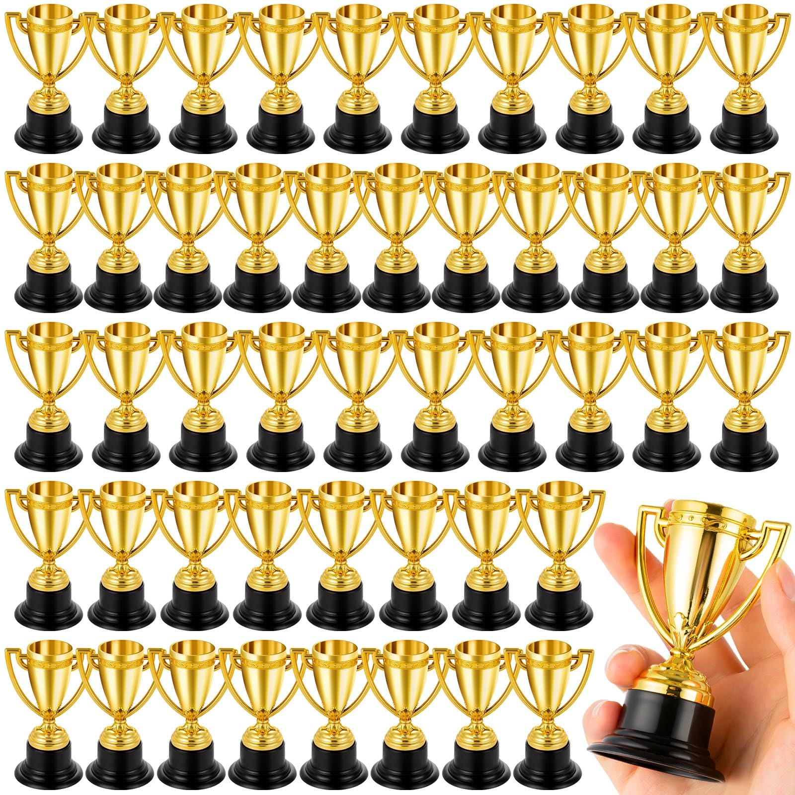 HFAYDZSW 48 Pcs Mini Trophies Plastic Trophies For Kids Gold Award Trophies For Classroom School Rewards Sports Tournament Win Prizes Party Favors