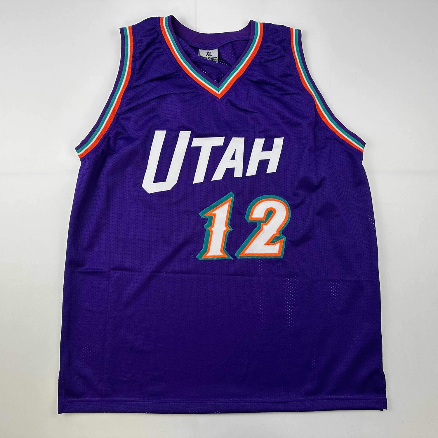 Facsimile Autographed John Stockton Utah Purple Reprint Laser Auto Basketball Jersey Size Men's XL - Image 3