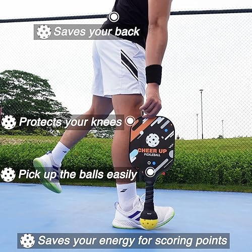Miniatura 2 de Pickleball Ball Retriever 2 unidades, se recoge fácilmente sin doblarse, protege tu espalda, se adapta a cualquier pala estándar, elástico y