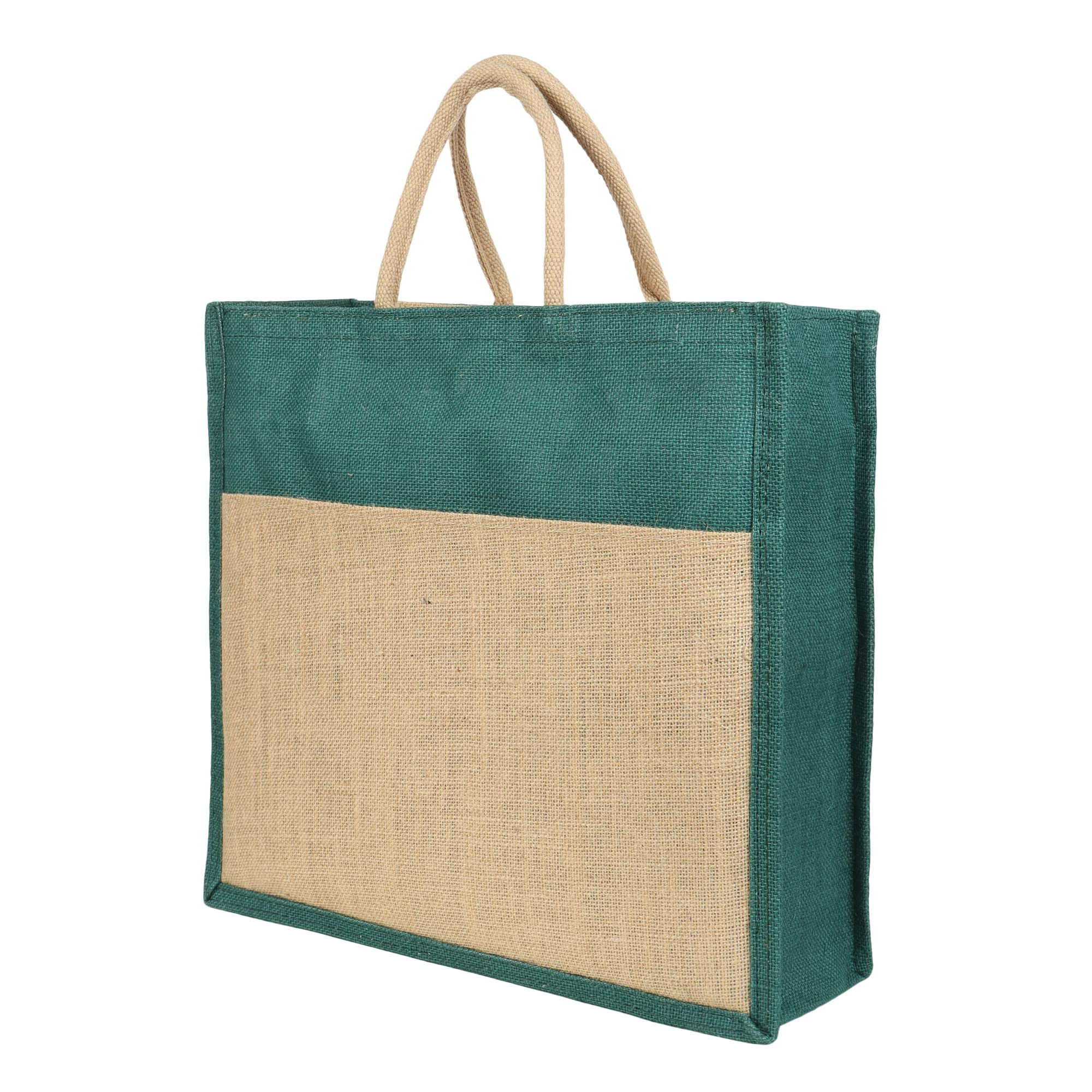 Double R Bags Big Eco Jute Grocery Shopping Bags for Carry Milk Fruits Vegetable with Reinforced Handles Jhola Bag - Kitchen Essential With Zipper (Pack of 1)