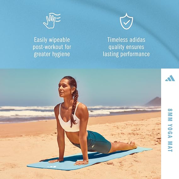 adidas Yoga Mat - Eco Friendly - Non Slip, Durable Textured Surface, 8mm