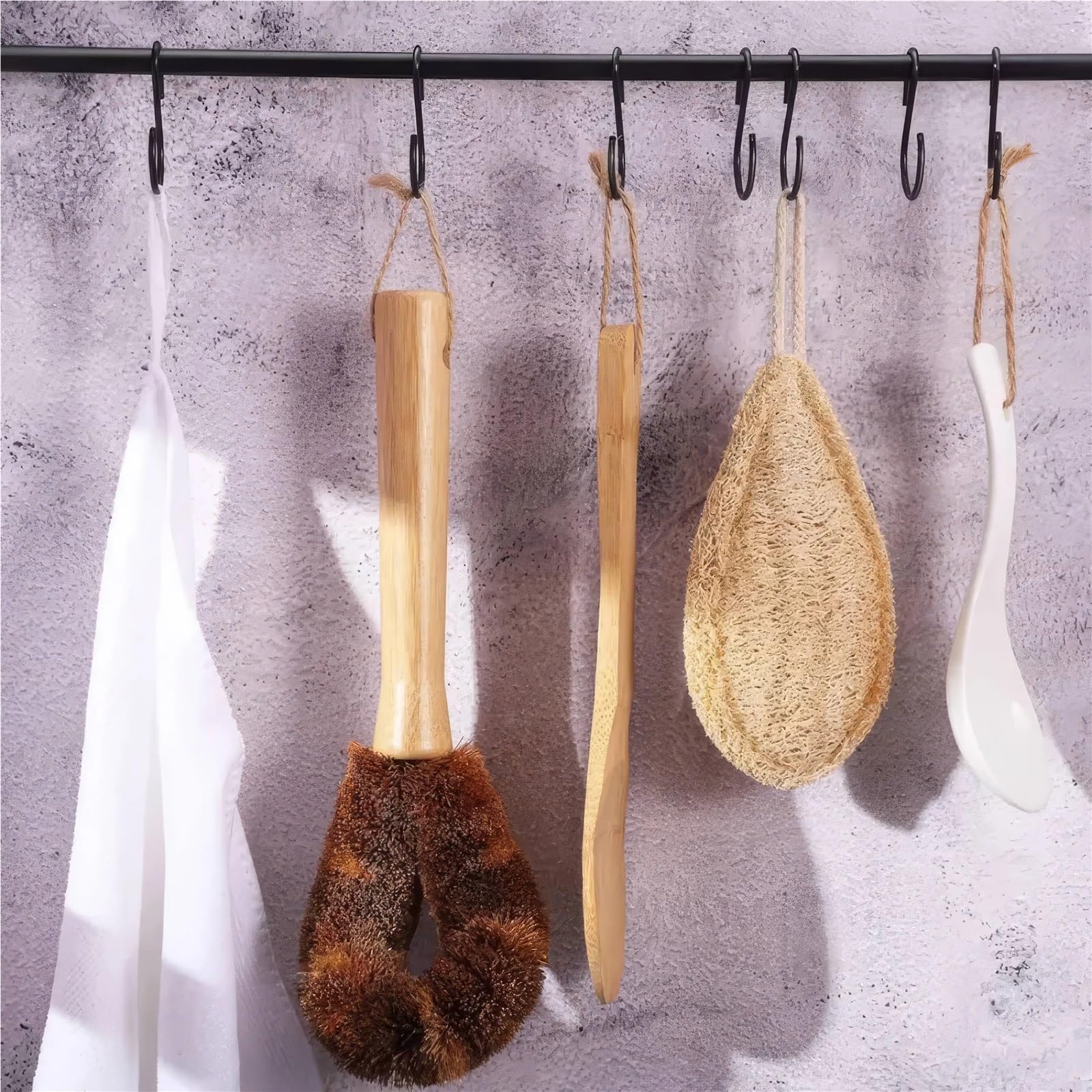 12 ganchos negros en forma de S con diseño antideslizante, adecuados for cocina, jardín, armario y almacenamiento plantas