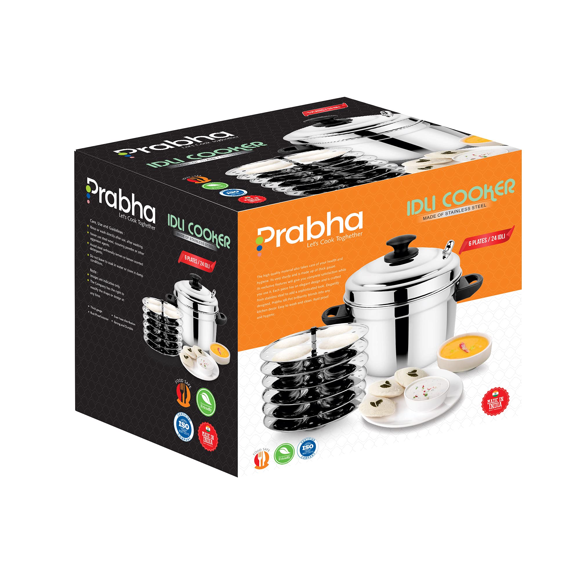 Prabha Stainless Steel Heavy Gauge Bottom Idli Cooker Idli Maker with 6