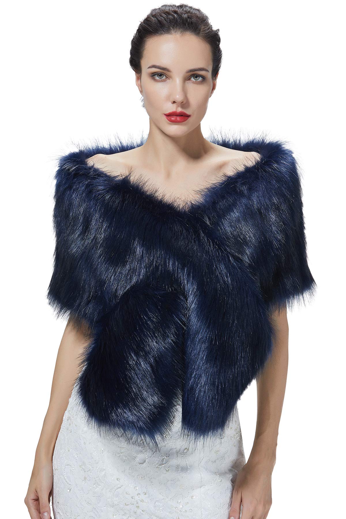 BEAUTELICATE Faux Fur Shawl For Women Soft Fur Stole Wrap Shrug For Winter Wedding Event