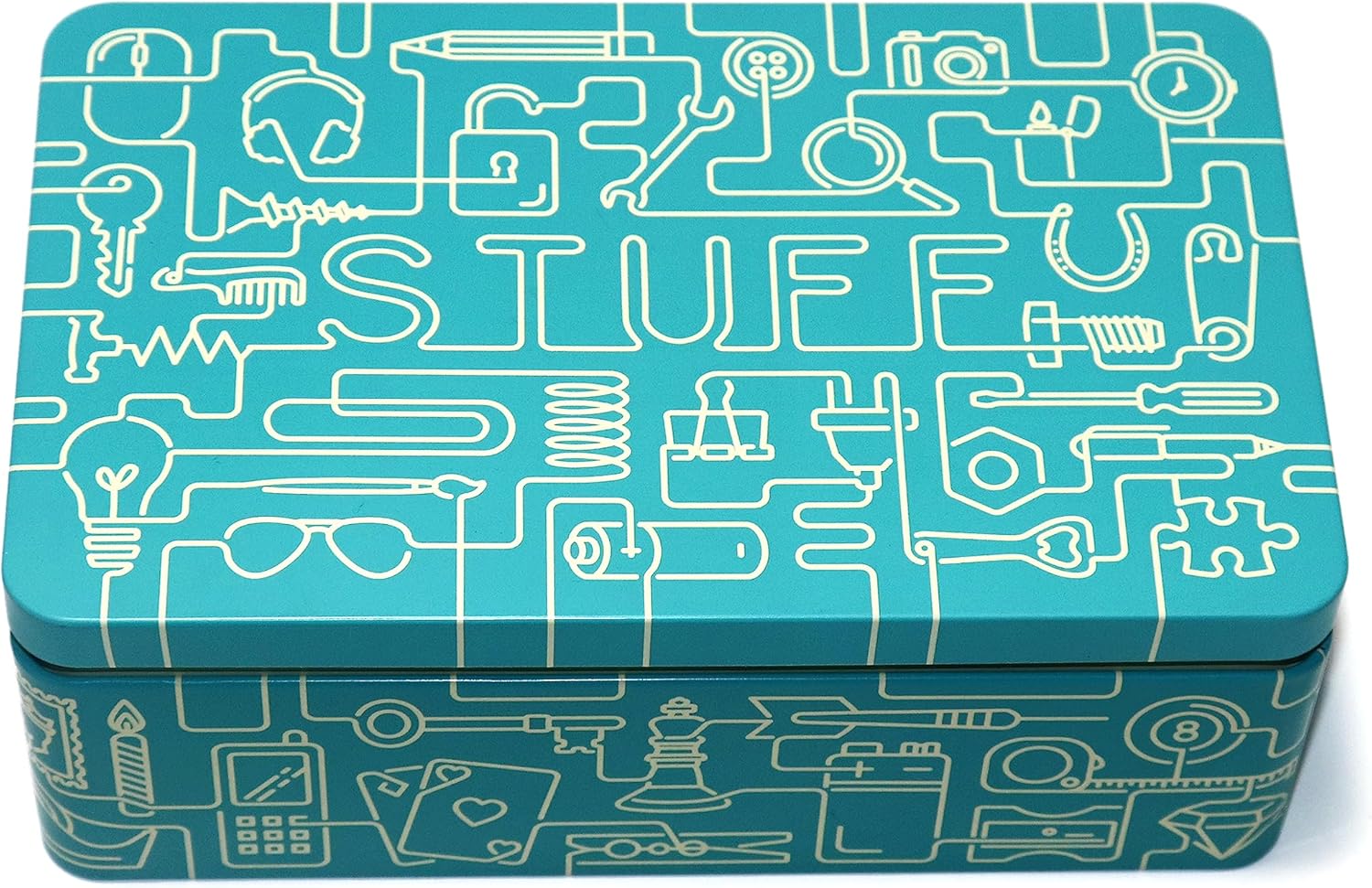 TINIT Stuff Tin – Man Tin Miscellaneous Storage Box (Turquoise/Cream) TINIT Stuff Tin – Man Tin Miscellaneous Storage Box (Turquoise/Cream)