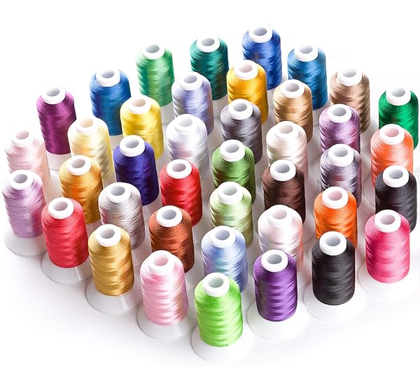 Simthread 40 Colors 40 Weight Polyester Embroidery Machine Thread Kit 550Y(500M) Compatible with Brother Babylock Janome Singer Husqvarna Bernina Embroidery and Sewing Machines